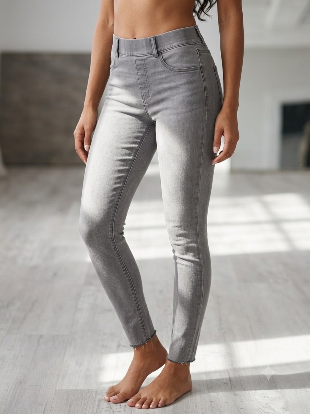 SPANX Grey High-Rise Skinny Jeggings (FLAW)